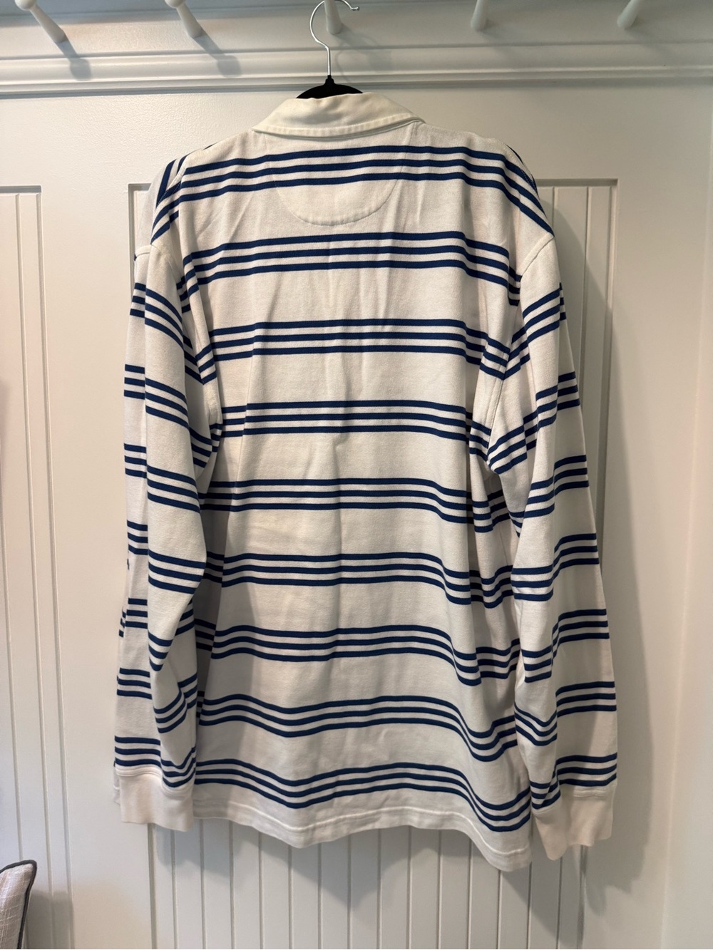 Brooks Brothers White & Navy Striped Long-Sleeve Polo - Picture 2 of 3